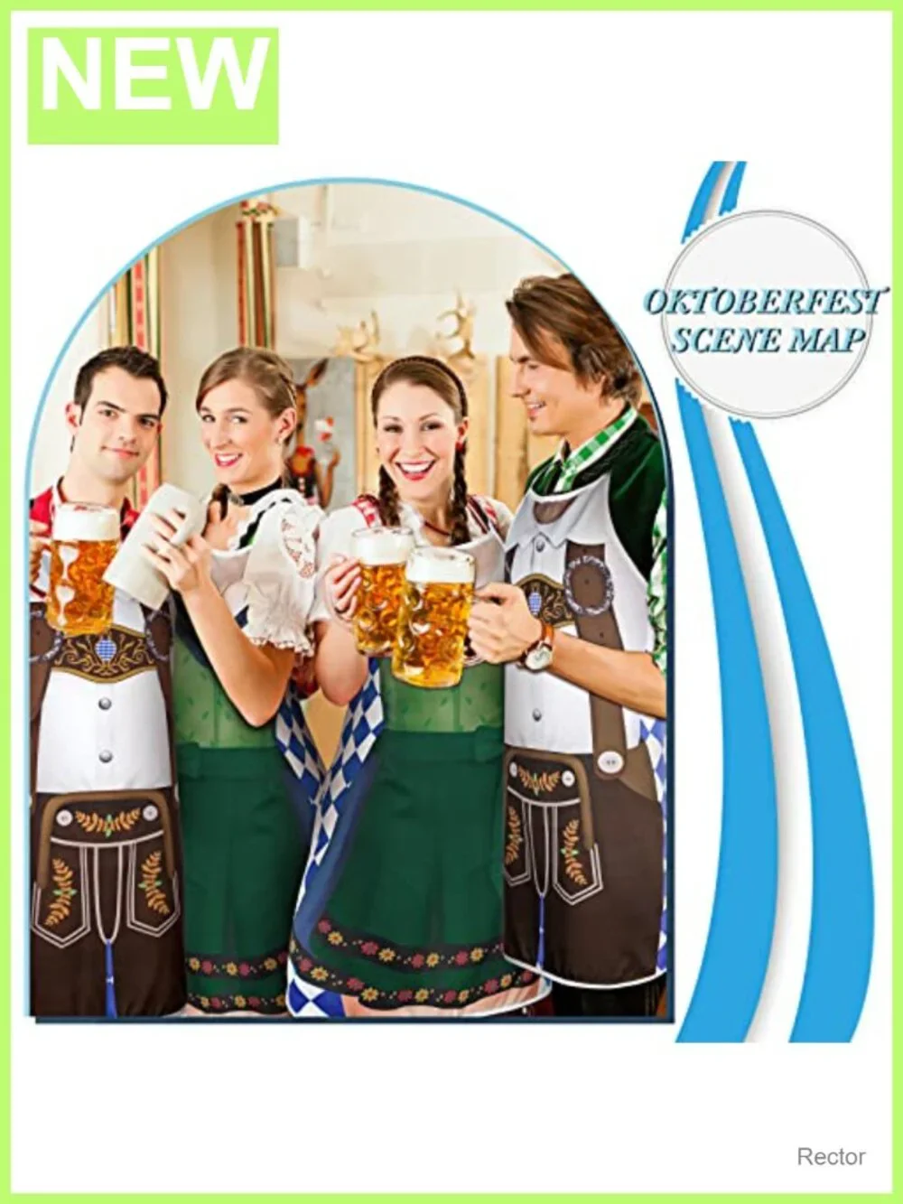 2pc Oktoberfest Aprons Polyester Adjustable German Costume for Cooking BBQ Party